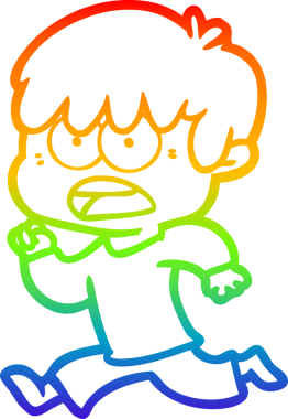 Bir insan tarafından çizilmiş endişeli bir çizgi film çocuğunun çizimi.