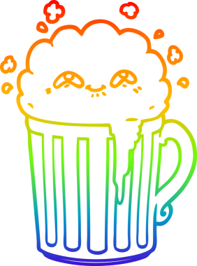 gökkuşağı gradyan çizimi mutlu bir çizgi film kupası bir insan tarafından çizildi