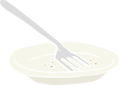 Bir insan tarafından çizilmiş boş tabağın düz renk çizimi