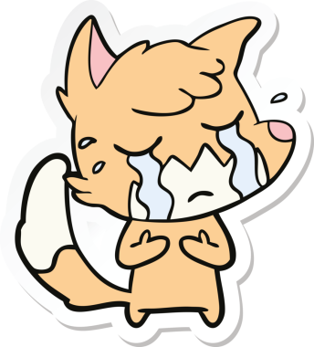 Bir insan tarafından çizilmiş ağlayan tilki çizgi filminin çıkartması.