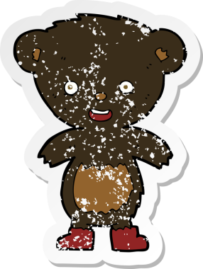 Bir insan tarafından çizilmiş siyah ayı yavrusunun gerilemiş çıkartması.