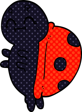 Bir insan tarafından çizilmiş sevimli karikatür uğur böceği.