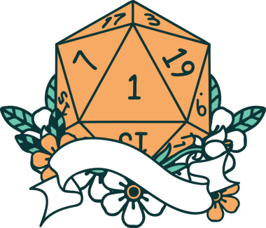 Retro Dövme Biçimi Doğal Bir d20 zar bir insan tarafından çizildi