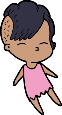 Bir insan tarafından çizilmiş şaşı çizgi film kızı.