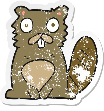 Bir insan tarafından çizilmiş bir karikatür kunduzunun geriletilmiş çıkartması.