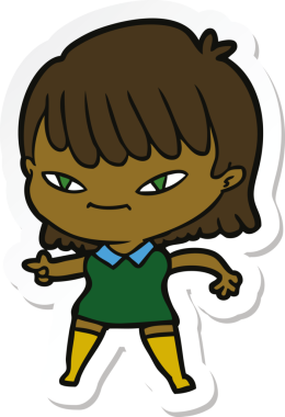 Bir insan tarafından çizilmiş bir karikatür çıkartması.