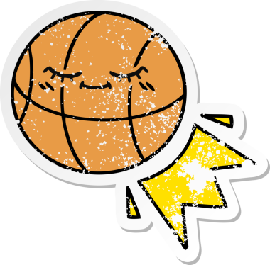 Bir insan tarafından çizilmiş şirin bir basketbol topunun sıkıntılı çıkartması.