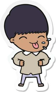 Bir insan tarafından çizilmiş bir çizgi film karakterinin çıkartması.