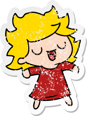 Bir insan tarafından çizilmiş tatlı kawai kızının serbest sticker 'ı.