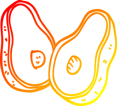 Bir insan tarafından çizilmiş bir karton avokado çizimi.