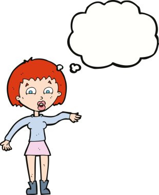 Bir insan tarafından çizilmiş düşünce balonlu bir karikatür.