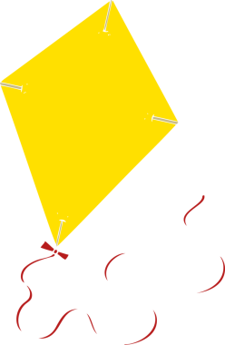 Bir insan tarafından çizilmiş düz renkli uçan uçurtma.