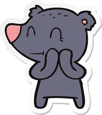 Bir insan tarafından çizilmiş gülümseyen ayı çizgi filminin çıkartması.