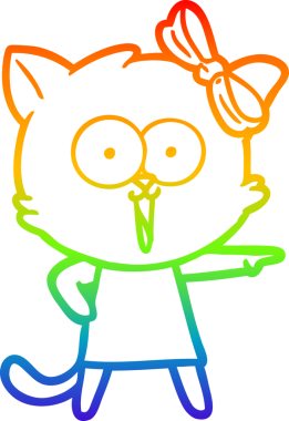 gökkuşağı gradyanı çizimi bir insan tarafından çizilmiş çizgi film kedisi