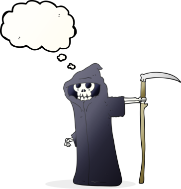 Bir insan tarafından çizilmiş serbest çizim balon karikatür ölümü