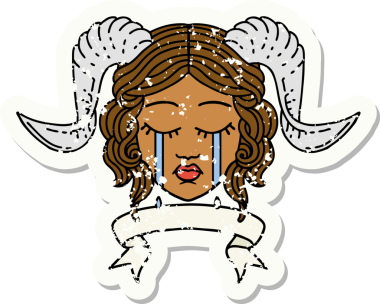 Retro Dövme Biçimi ağlama Bir insan tarafından çizilmiş parşömen pankartı ile kiremitlendirme