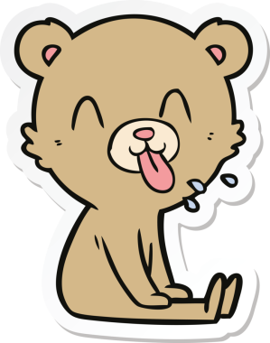 Bir insan tarafından çizilmiş kaba bir çizgi film ayısının çıkartması.