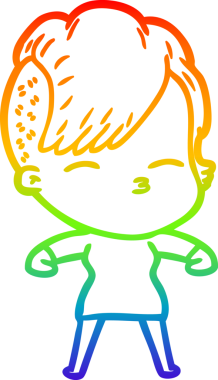 gökkuşağı gradyan çizimi bir çizgi film kızı bir insan tarafından çizilmiş.