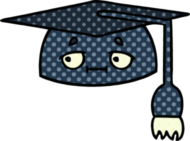 Bir insanın çizdiği mezuniyet şapkasının çizgi filmi.