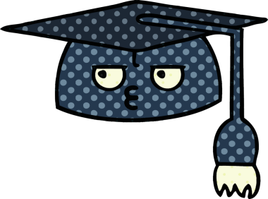 Bir insanın çizdiği mezuniyet şapkasının çizgi filmi.