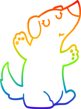 gökkuşağı gradyan çizimi bir insan tarafından çizilmiş bir çizgi köpek