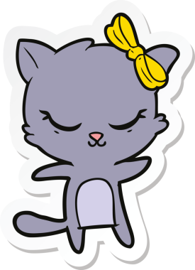 Bir insan tarafından çizilmiş şirin bir çizgi film kedisinin çıkartması.