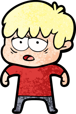 Bir insan tarafından çizilmiş bitkin çocuk çizgi filmi.