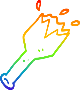 gökkuşağı gradyan çizgi çizimi bir insan tarafından çizilmiş kırık cam şişe