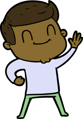 Bir insan tarafından çizilmiş çizgi film dostu bir adam.