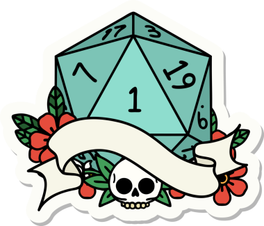 Bir insan tarafından çizilmiş doğal bir d20 zar etiketi.