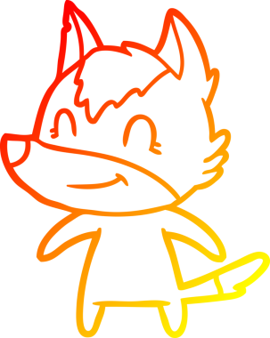 Bir insan tarafından çizilmiş dost canlısı bir kurt çizgi çizimi.