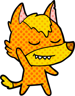 Bir insan tarafından çizilmiş tilki çizgi film karakteri