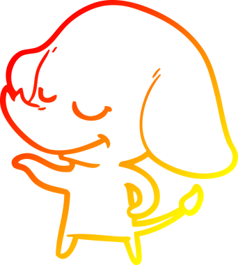 Bir insan tarafından çizilmiş gülümseyen bir filin sıcak çizgi çizimi