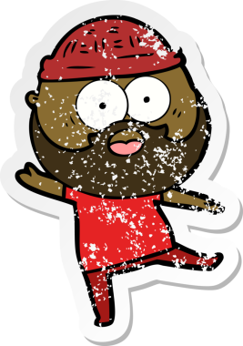 Bir insan tarafından çizilmiş sakallı bir adamın sıkıntılı çıkartması.