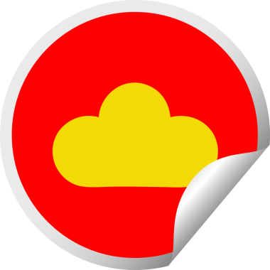 Bir insan tarafından çizilmiş beyaz bulutun dairesel kabuk soyma etiketi.