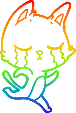 Bir insan tarafından çizilmiş ağlayan çizgi film kedisinin çizimi.