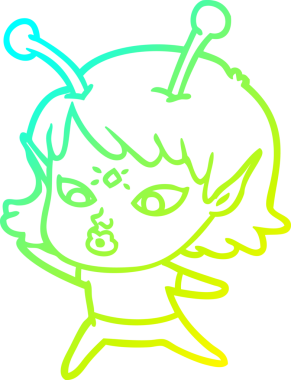 Bir insan tarafından çizilmiş güzel bir uzaylı kız çizimi.