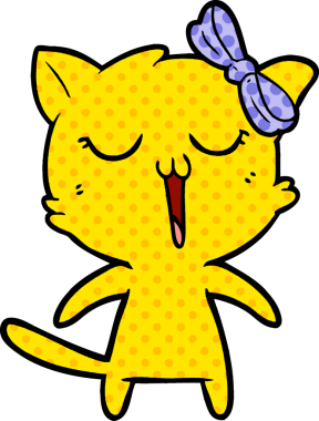 Bir insan tarafından çizilmiş çizgi film kedisi.