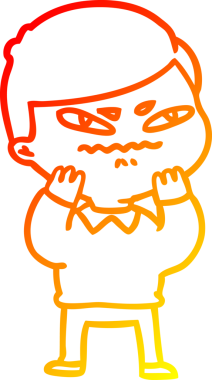 Bir insan tarafından çizilmiş kızgın bir adamın sıcak çizgi çizimi.