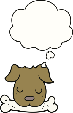 Bir insan tarafından çizilmiş, kemikli çizgi film köpeği.