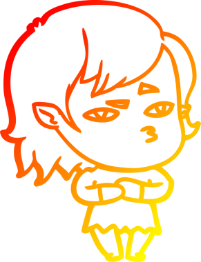 Bir insan tarafından çizilmiş bir vampir kız çizgi çizimi.