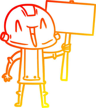 Bir insan tarafından çizilen çizgi film robotunun sıcak çizgi çizimi