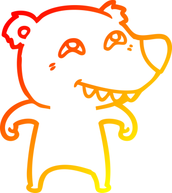 Bir insan tarafından çizilmiş dişleri gösteren çizgi film ayısının sıcak çizgi çizimi