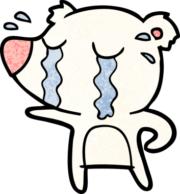 Bir insan tarafından çizilmiş üzgün küçük kutup ayısı çizgi filmi.