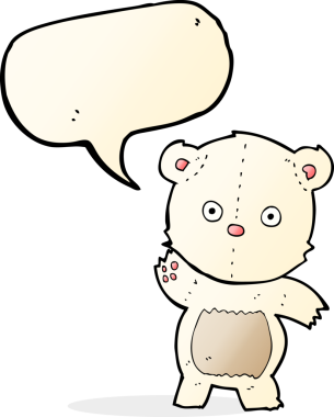 Bir insan tarafından çizilmiş konuşma baloncuklu şirin kutup ayısı.