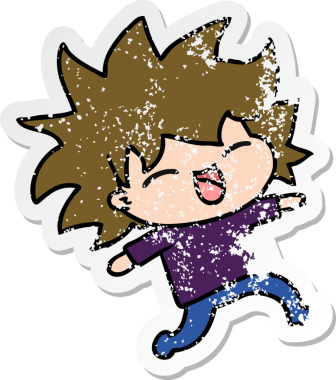 Bir insan tarafından çizilmiş tatlı kawai kızının serbest sticker 'ı.