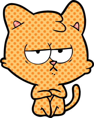 Bir insan tarafından çizilmiş sıkıcı çizgi film kedisi.