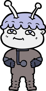 Bir insan tarafından çizilmiş dost canlısı çizgi film uzay adamı.