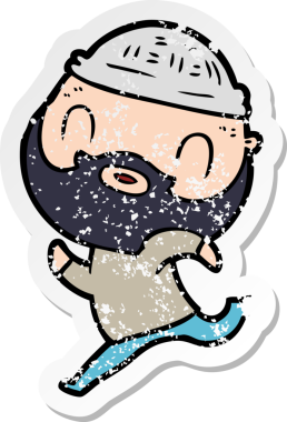 Bir insan tarafından çizilmiş sakallı bir adamın sıkıntılı çıkartması.