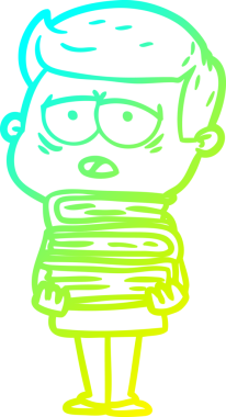 Bir insan tarafından çizilmiş, yorgun bir adamın soğuk çizgi çizimi.